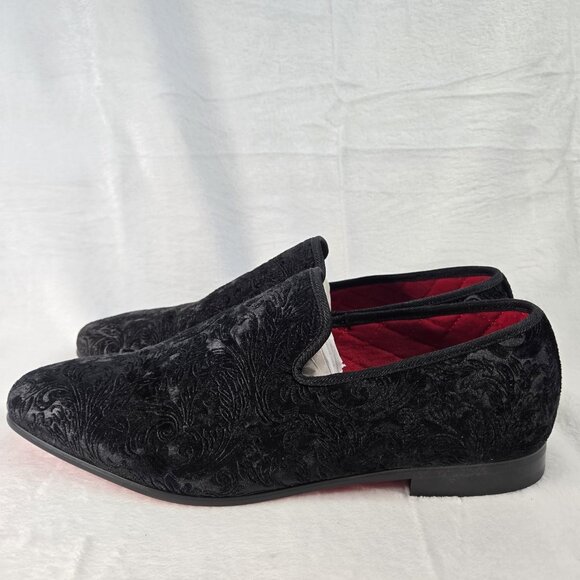 La Milano Broderick Black Velvet Slip On Men's Dress Loafers Size 12 W/ Duster - Picture 5 of 12